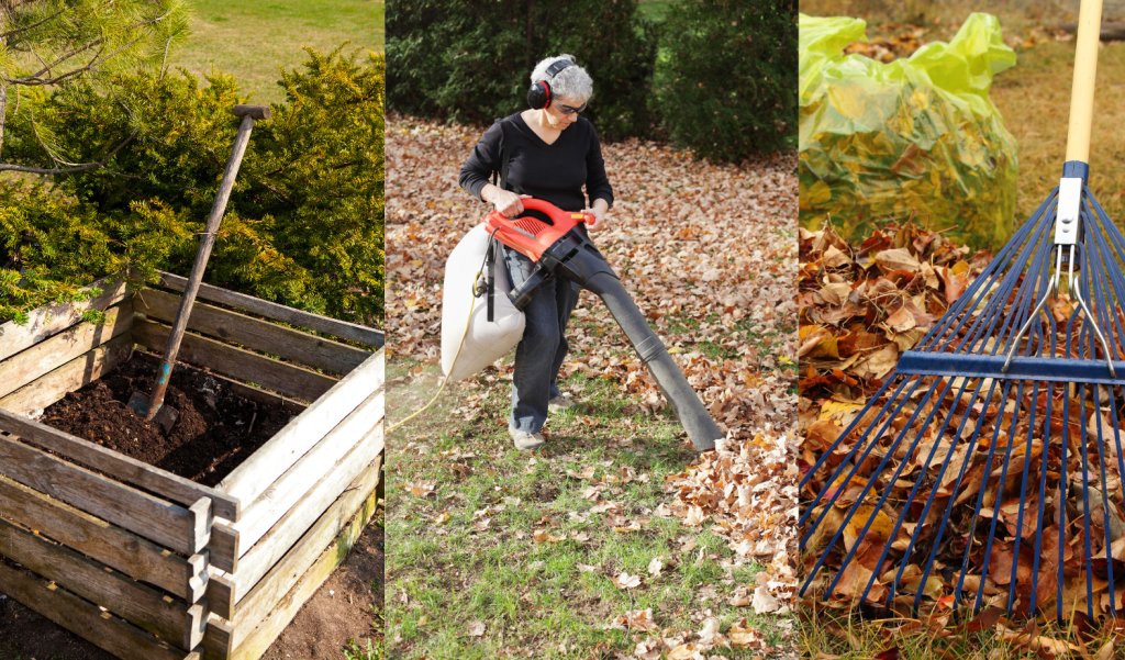 Use mower to pick up online leaves